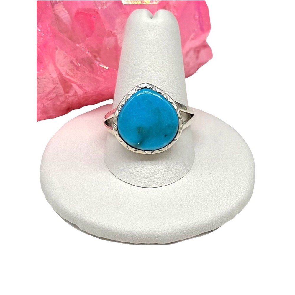 Aztec Mountain Turquoise Ring Size 10 Solid 925 Sterling Silver